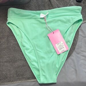 Stoney Clover Lane Aqua Ribbed High-Waist Bikini Bottoms
